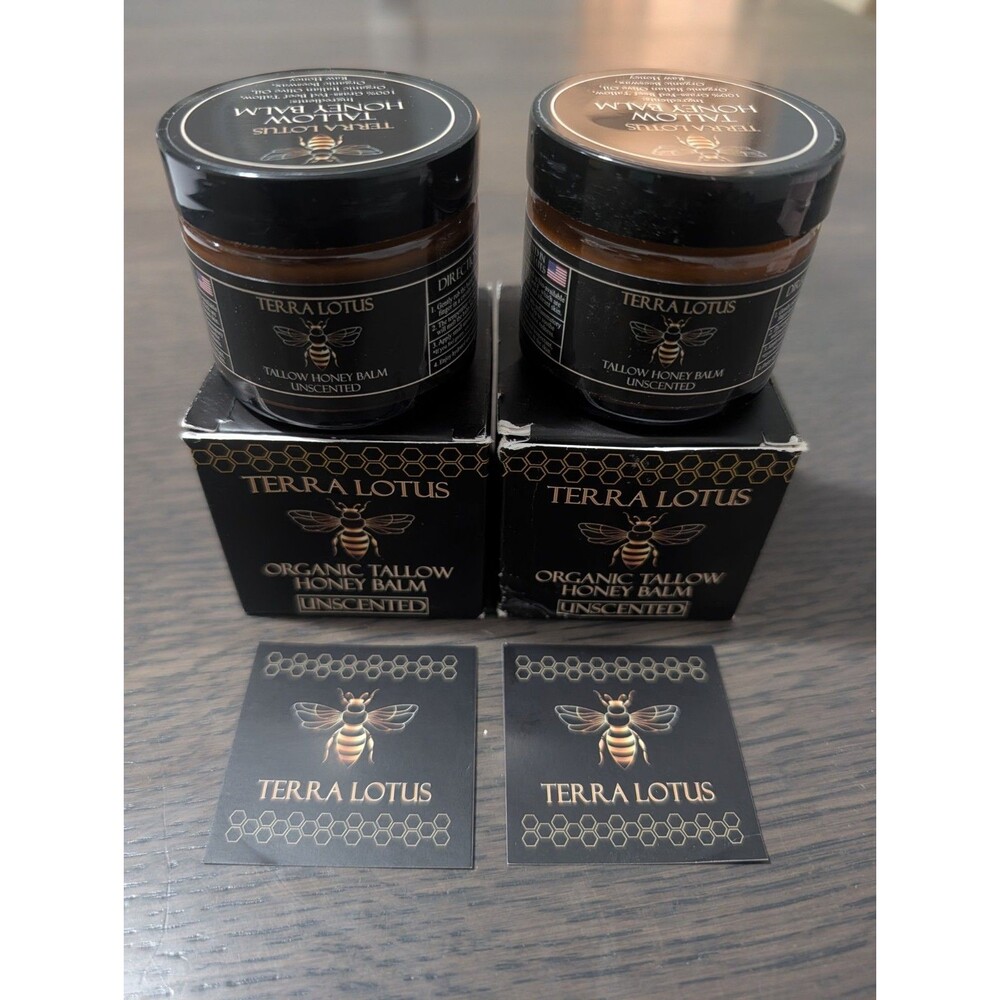 Terra Lotus Organic Grass-Fed Beef Tallow Balm Raw Honey 2oz Unscented LOT of 2